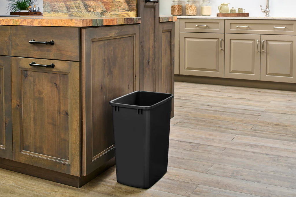 Rev-A-Shelf 2-Pack 35 Quart Polymer Replacement Trash Bin, Recycle Waste Garbage Container for Kitchen Cabinet Pullouts, Black, RV-35-18-2 - Large Plastic Bins for Home and Office