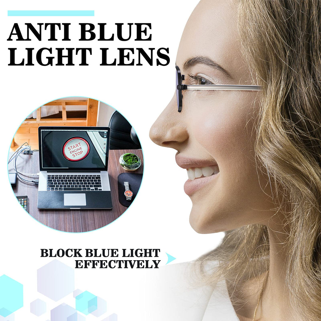 TOODOO 4 Pairs Blue Light Blocking Reading Glasses Folding Reading Glasses, Small Folding Readers for Men Women (Black, 1.5)