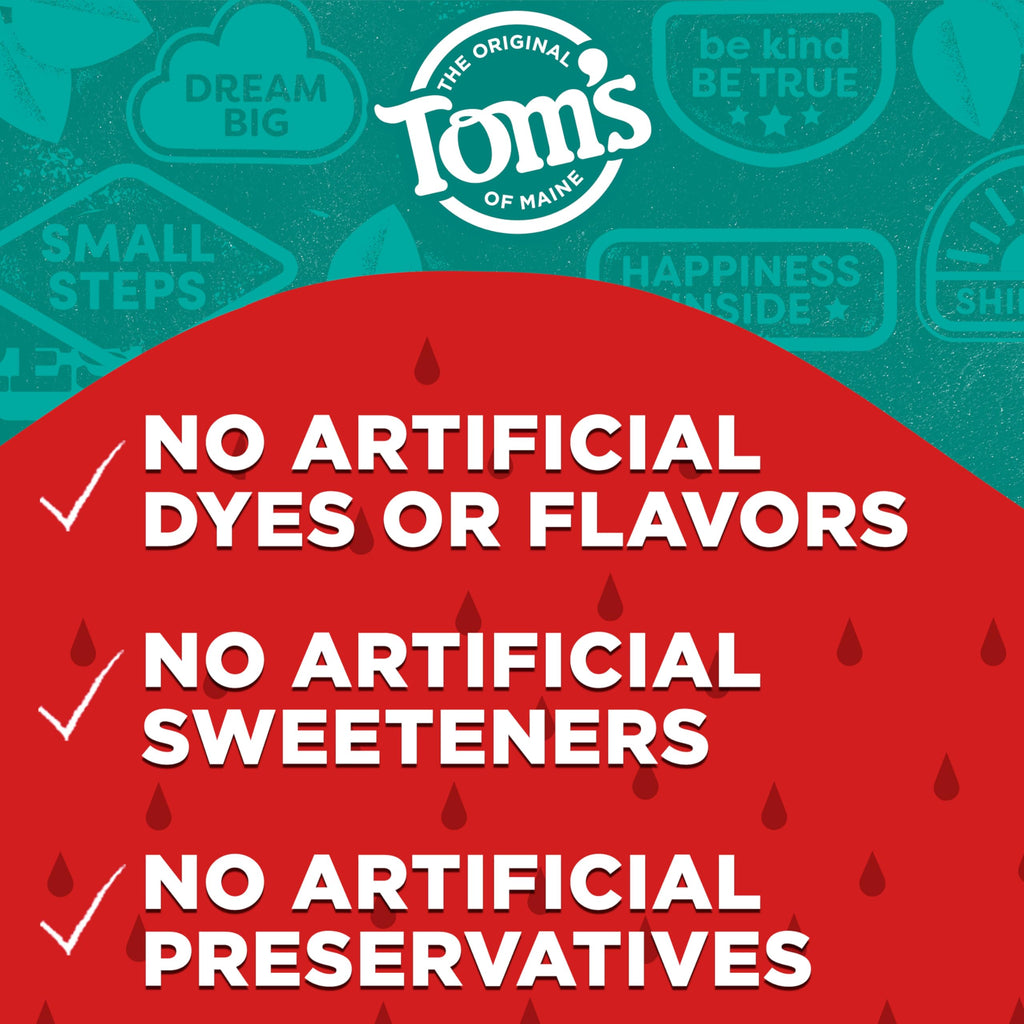Tom's of Maine Natural Kid's Fluoride Free Toothpaste, Ages 2+, Silly Strawberry, 5.1 oz. 3-Pack (back in original formula)