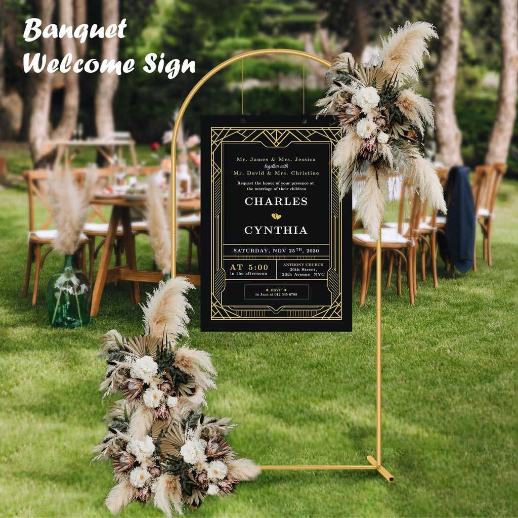 6.6FT Metal Arch Backdrop Stand Gold Wedding Balloon Frame Pergola Arbor