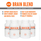 NBI Brain Blend for Memory, Focus, Concentration, Cognitive Function for Men & Women | Caffeine-Free with ALCAR, Alpha Lipoic Acid, Huperzine A, Turmeric | Nootropic | 120ct Capsules