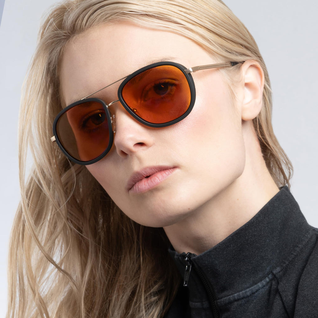 GUNNAR Computer Glasses - Dume Gold Amber Max Lens - Blue Light Blocking Anti Glare