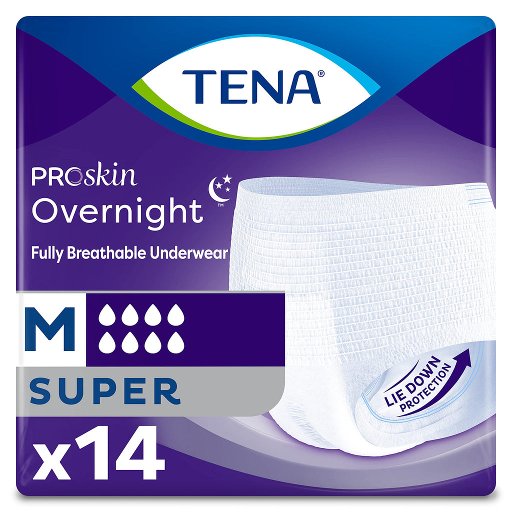 TENA ProSkin Overnight™ Super Protective Incontinence Underwear, Heavy Absorbency, Unisex, Medium, (56 Total - 4 Packs)