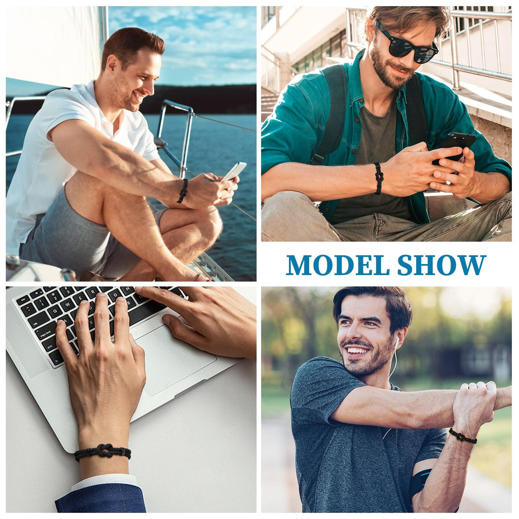 TempBeau Love Knot Bracelet for Men - Father's Day Bracelets for Dad from Daughter Son Meaningful Adjustable Infinity Knot Braided Rope String Bracelet Birthday Anniversary Jewelry Gifts for Him