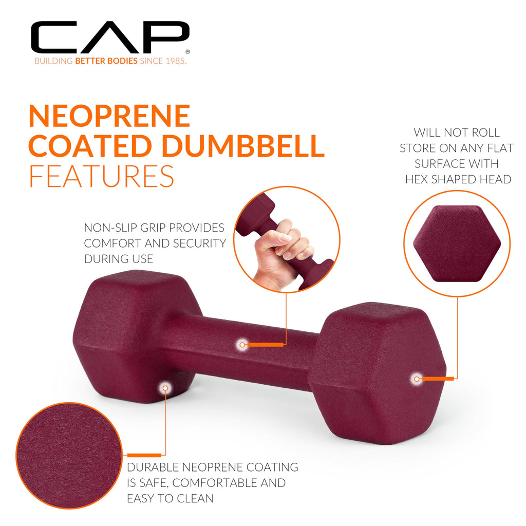 CAP Barbell Neoprene Dumbbell Weights, 6 lb Pair, Azure