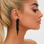 EVER FAITH Austrian Crystal Art Deco Chandelier Long Dangle Earrings Black