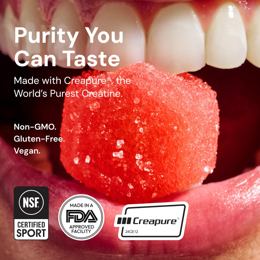 Create Creatine Monohydrate Gummies for Men & Women, Boost Focus, Strength, and Endurance, Anti-Melting Formula, Vegan, Gluten-Free, Non-GMO, 1.5g of Creatine per Gummy (Sour Cherry)