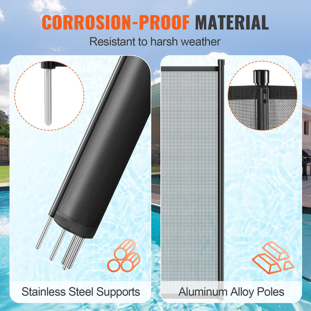 VEVOR Pool Fence, 4 x 48 FT Pool Fences for Inground Pools, Removable Pool Fencing, Easy DIY Installation Swimming Pool Fence, 340gms Teslin PVC Pool Fence Mesh Protects Kids and Pets