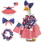 AnyDesign Patriotic 4th of July Porch Goose Outfit, Red Blue American Flag