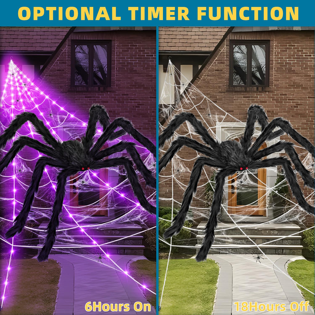 200" Halloween Decorations Light Up Spider Web with 250 LED Lights Decor.