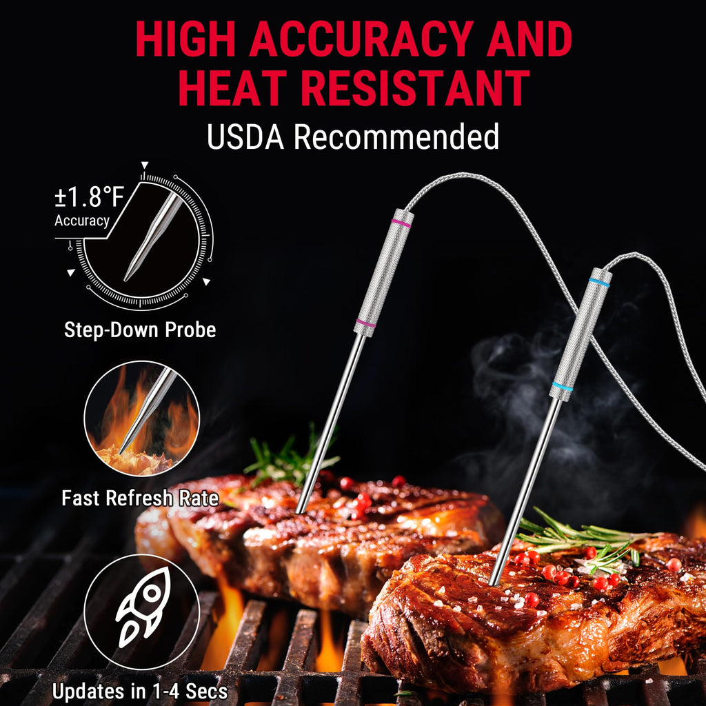TempPro TempSync 1000FT Wireless Meat Thermometer for Grilling and Smoking