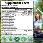 Magnesium Supplement with 9 Forms of High Absorption Magnesium Glycinate, L-threonate, Citrate, Malate and More for Muscle, Brain Support, Non-GMO, Gluten & Soy Free, 60 Capsules