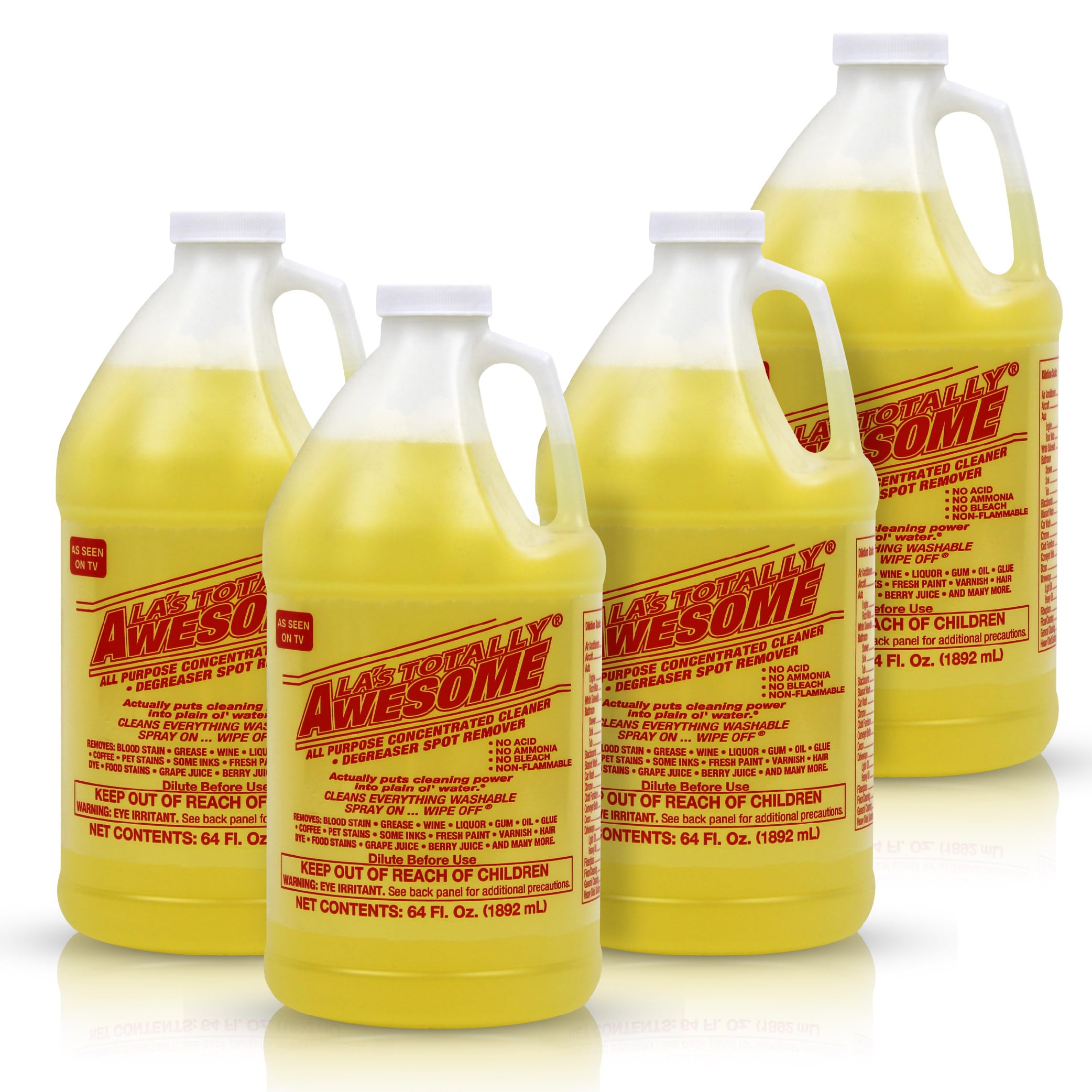 La's Totally Awesome All Purpose Cleaner, 4-Pack (64 oz Each) – Concentrated Formula, Degreaser, and Multipurpose Cleaner – Heavy Duty Bulk Cleaning Supplies for Home, Auto, Kitchen & Business