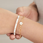Alex and Ani Mother Of Pearl Daisy Charm Chain Bracelet