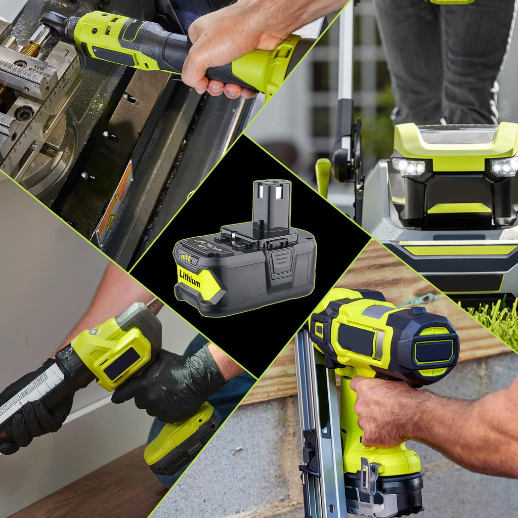 2Pack 6.0Ah Repacement for Ryobi 18V Battery with P117 Charger Compatible with Ryobi Battery 18V P102 P103 P104 P105 P107 P108 P109 Battery & Charger Kit