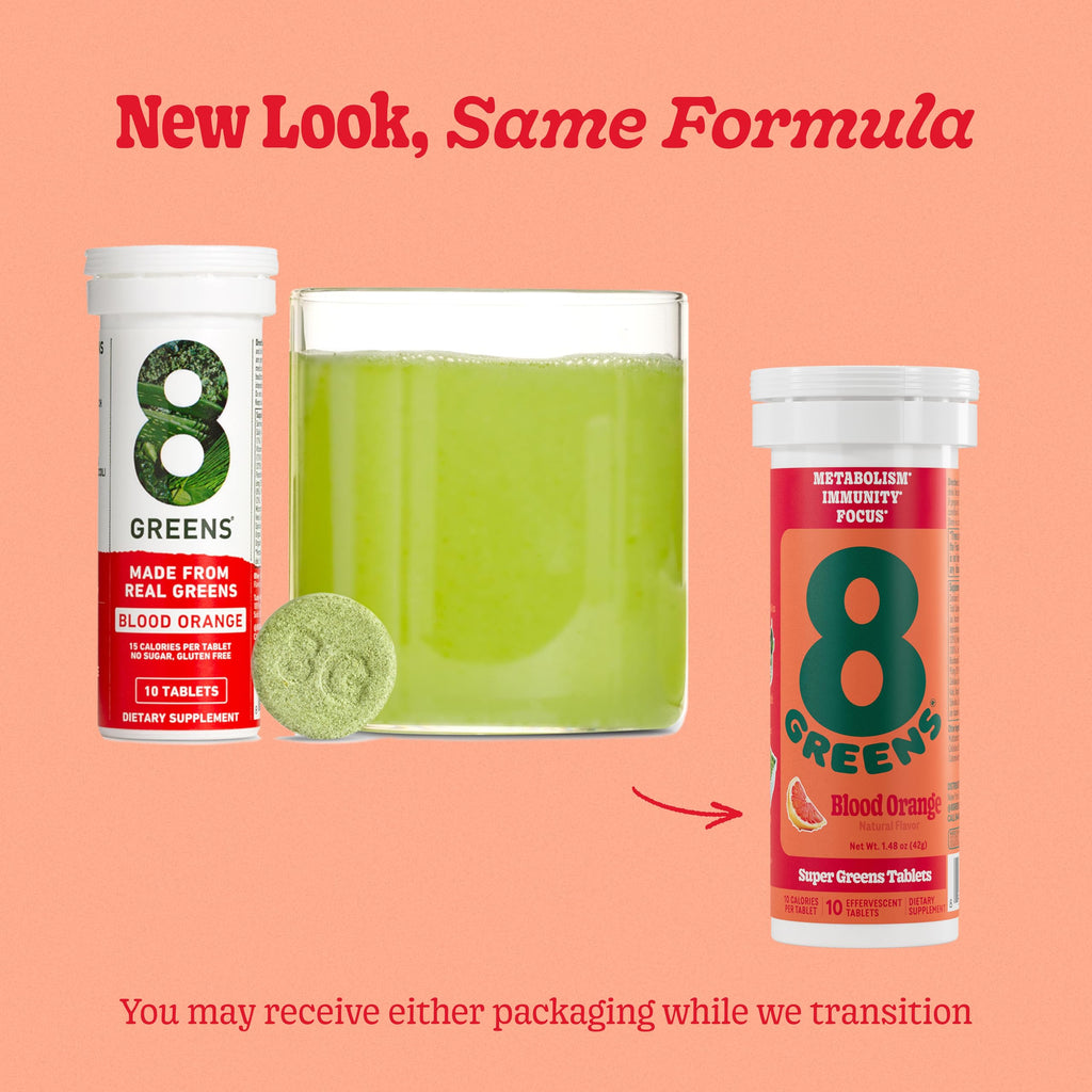 8Greens Supergreens Tablets | Super Greens Powder Superfood Tablet, Metabolism Immunity & Focus, Daily Greens Effervescent Tablets, Organic: Aloe Vera, Spirulina, Chlorella, Blood Orange, 60 Servings