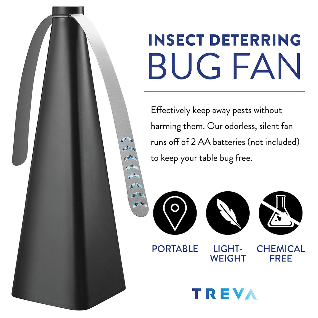Treva Bug Fan Fly Deterrent with Holographic Blades to Clear Bugs, Mosquitoes, and Flies, Battery Powered Fly Fan 2 Pack