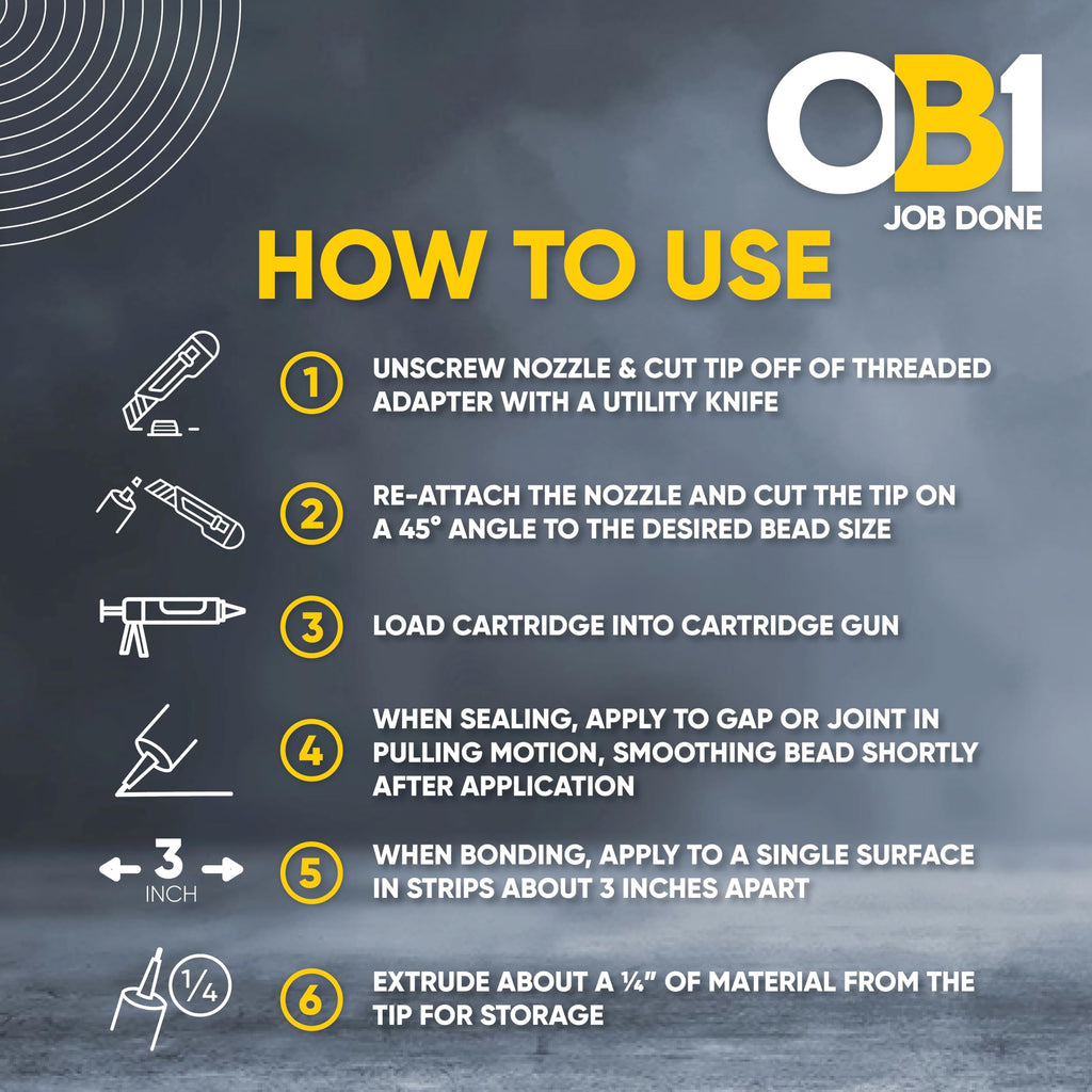 OB1 Universal Caulk Sealant & Adhesive White 10.1oz - 1 Cartridge