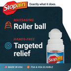 Stopain Pain Relief Roll On Gel 3oz (3 Pack) USA Made, Max Strength Fast Acting with MSM, Glucosamine, Menthol for Lower Back, Knee, Neck, HSA FSA Approved Topical Analgesic Products