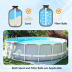 VINGLI (24H Timer) 12 in Sand Filter Pump with Filter Balls, 1585 GPH 1/2 HP High Efficiency Pool Pump with 7-Way Valve for Above Ground Swimming Pools Up to 8000 Gallons