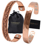 Pure Copper Bracelets - for Men and Women | Set of 2 | Gift Box | Handmade, 100% Copper, Adjustable| Fathers Day