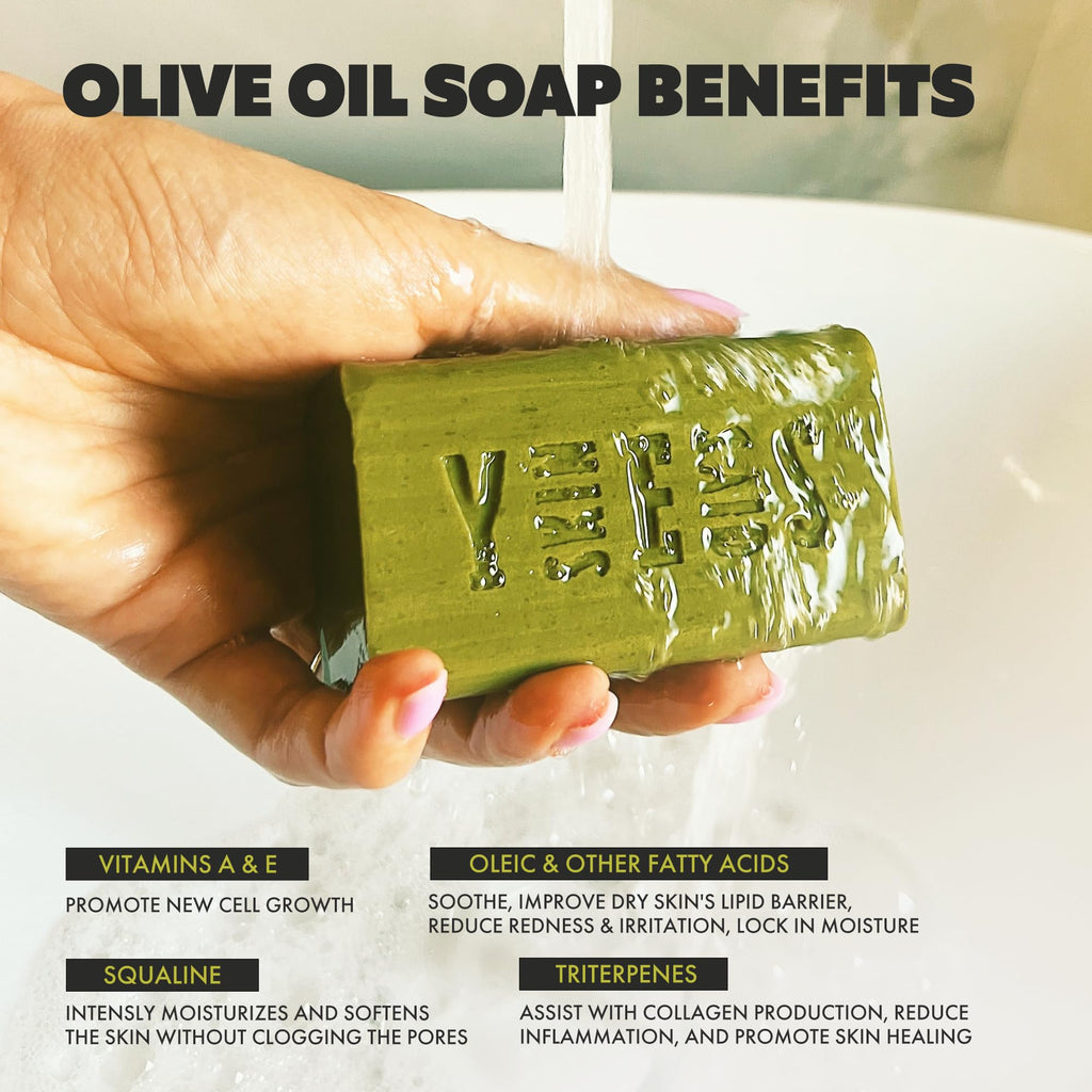 Skin Said Yes Olive Oil Soap Bars - Set of 8 - Organic Bar Soap - Moisturizing, Gentle on Skin, Rich in Antioxidants - Ideal for Sensitive Skin, Kids, Men, and Women - Perfect for Everyday Use