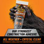 Gorilla Max Strength Construction Adhesive; Clear Glue; 7 Ounce Squeeze Tube (Pack of 1) - Gap Filling and Waterproof
