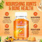 BeElevated Curcumin Turmeric Gummies – Extra Strength 2000mg Turmeric and Ginger Supplement Gummies with Black Pepper – Vegan and Non-GMO, Peach Flavor - Pack of 2