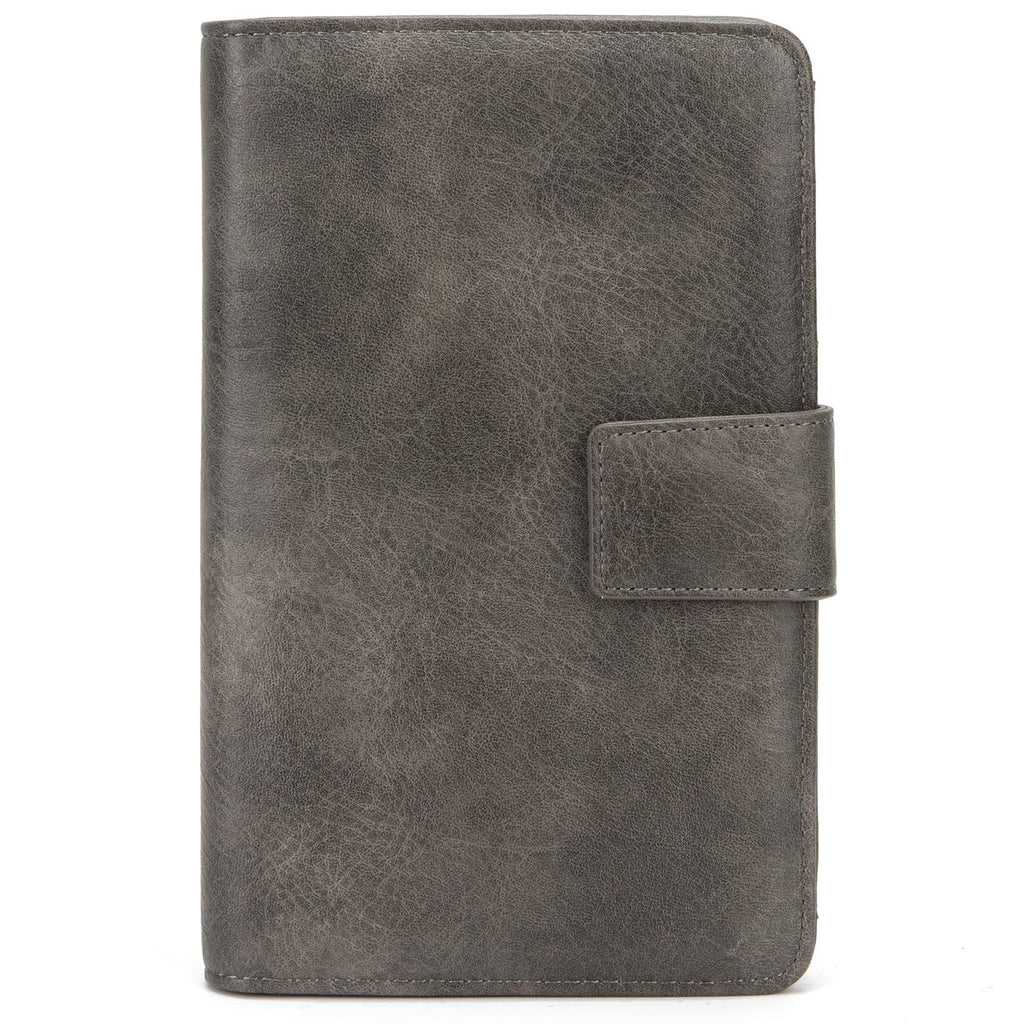 Server Book with Zipper Pocket and Magnetic Closure, Server Books for Waitress, Leather Waitstaff Organizer with High Volume Money Pocket, Fit Server Apron (Grey)