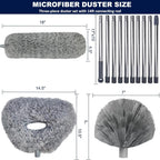 20+ Ft High Reach Ceiling Fan Duster & Cobweb & Corner Brush Duster with 3-14 ft Spliceable Pole Microfiber Feather Duster for Spider Web, High Ceiling, Blinds, Furniture Cleaning Tool Kit