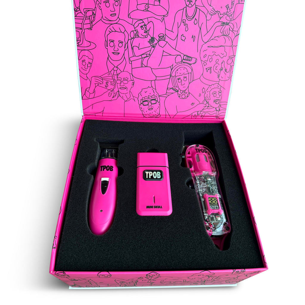 TPOB Slime 2 Barber Hair Clippers Trimmer Shaver Set for Men with Matte Green Case and X Fade Blade (Pink)