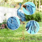 Nacome Large Standing Blue Metal Crane Garden Statue: Indoor Outdoor Heron Animal Sculpture for Patio Backyard Porch Yard Bird Art Lawn Decor - 36.6inch Gifts for Grandma Mom