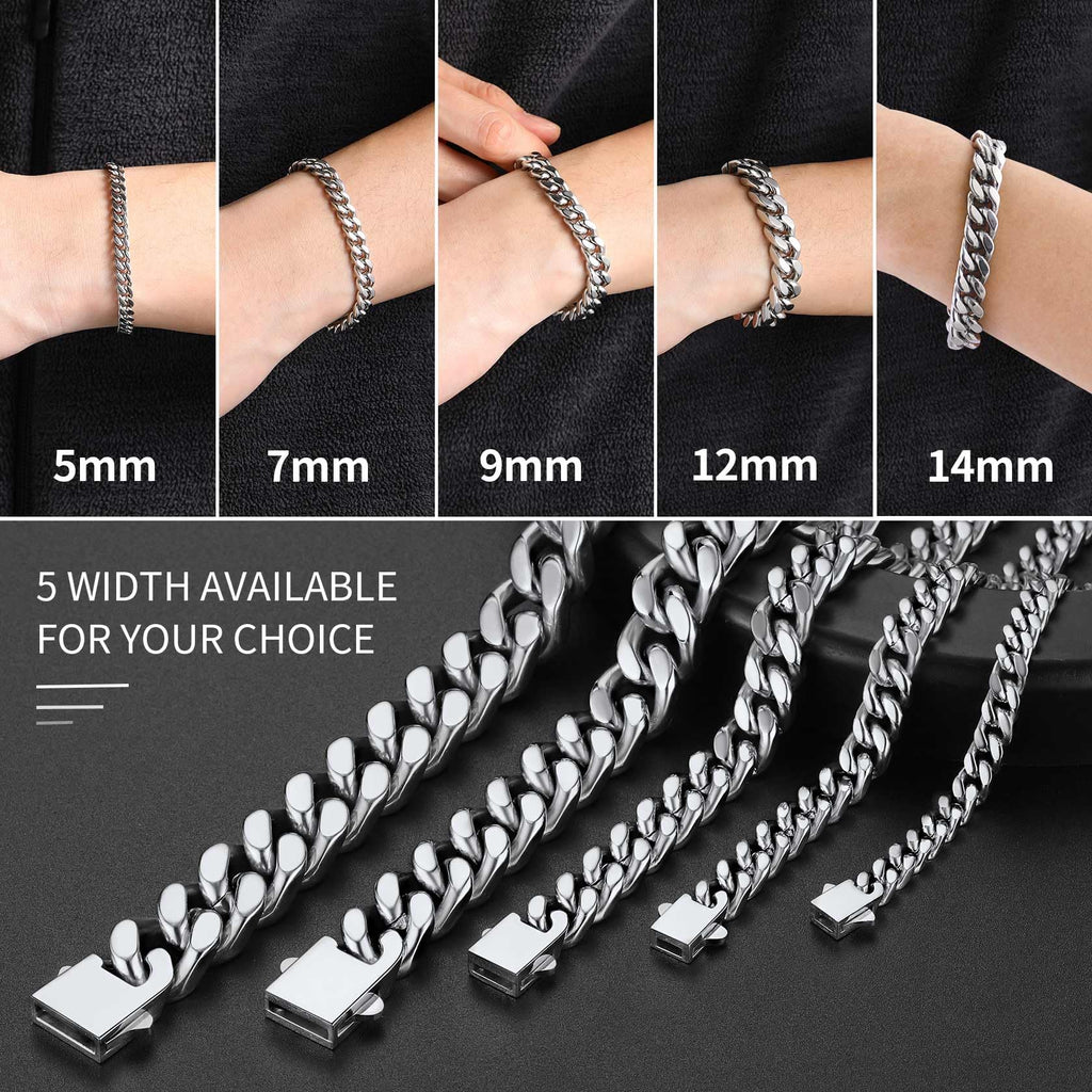 ChainsHouse Stainless Steel Cuban Link Bracelet for Men, 5mm 7.5 inch