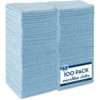 S&T INC. 100 Pack Microfiber Cleaning Cloth, Bulk Towels for Home, Reusable Microfiber Towels for Cars, Cleaning Rags, Light Blue, 11.5 Inches x 11.5 Inches, 100 Count(Pack of 6)
