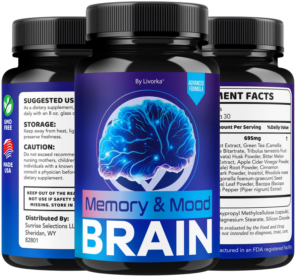 (3 Pack) Memory Mood and Brain Capsules - Official Daily Support Brain Health Supplement Pills Advanced Formula, Memory & Mood Brain & Memory Focus Reviews, 180 Capsules for 3 Months