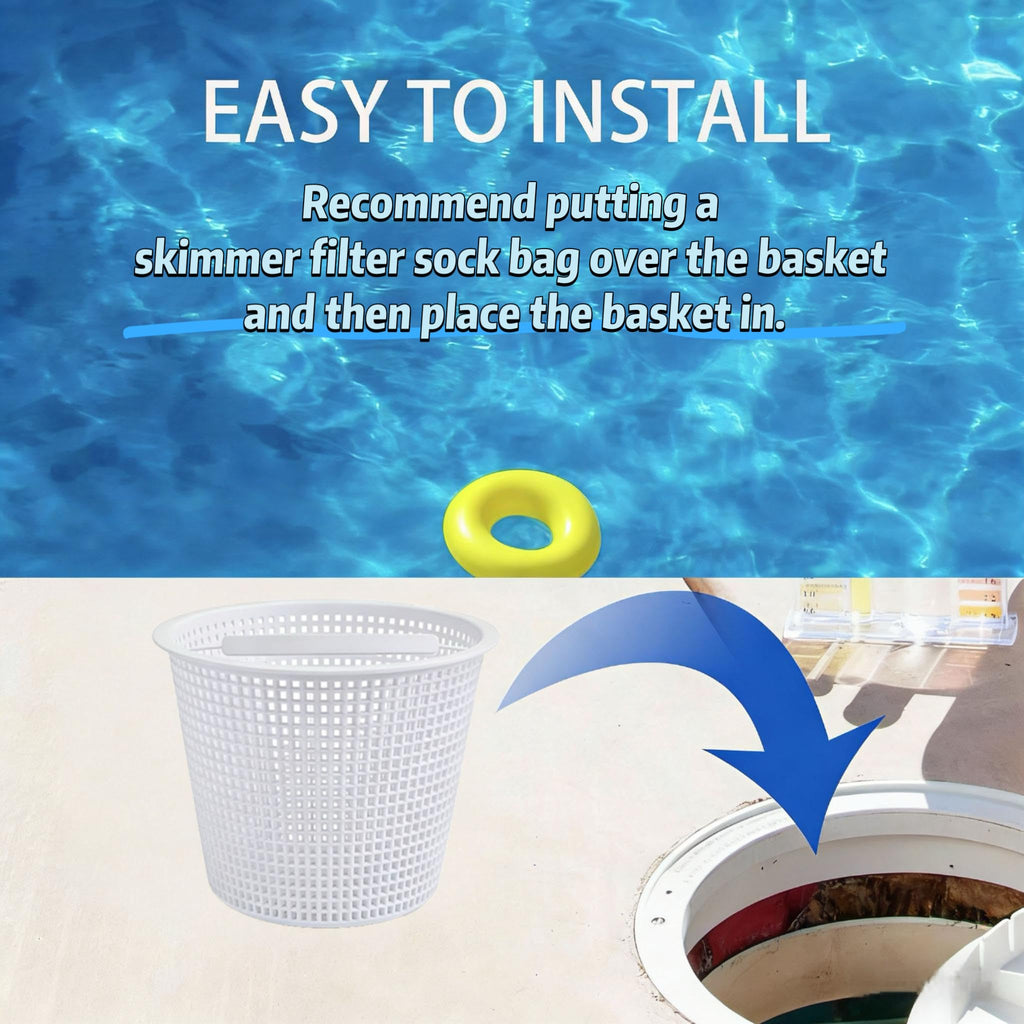 WENPENG Pool Skimmer Basket 8 Inch Pool Filter Basket with Handle (Set of 2), Plastic Replacement Skimmer basket for Inground Pool Remove Leaves Debris, Fits Most Hayward Pentair Pool Skimmers (White)