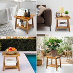 Shower Stool Bench Chair Waterproof with Storage Shelf for Shaving Legs, Spa, Bath Seat, Inside Shower Bench for Adults Seniors Elderly, Outdoor Side Table, Patio, Pool, End Table (16 Inches)