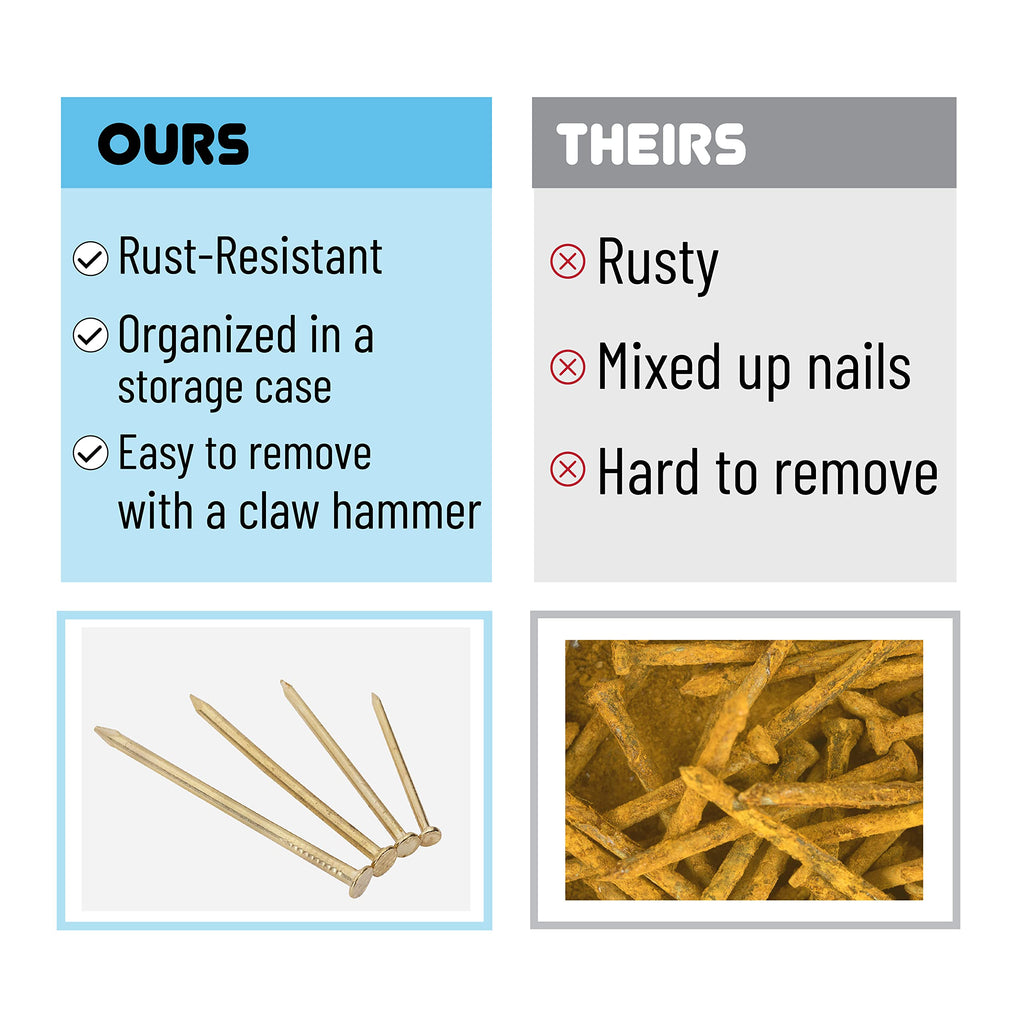 Mr. Pen- Nail Assortment Kit, 600 Pcs, 4 Sizes, Gold Picture Hangers