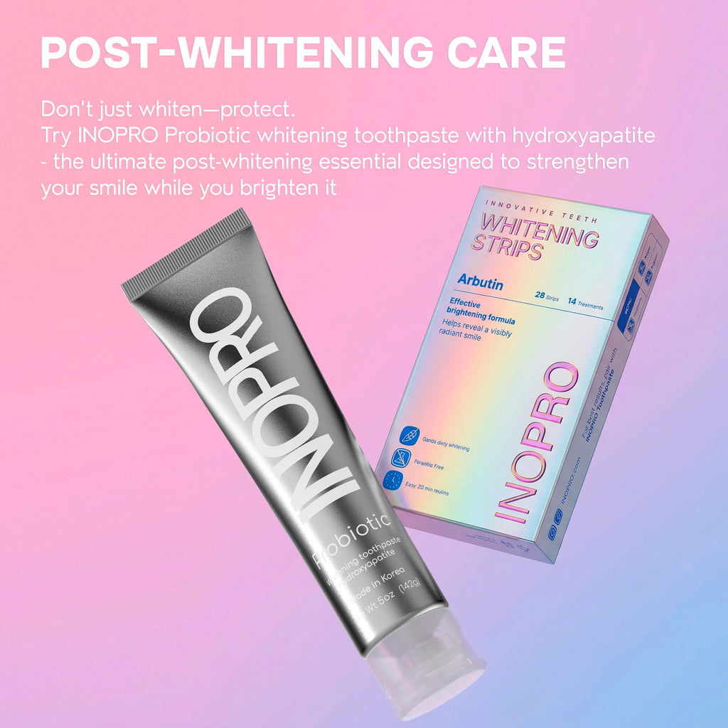 InoPro Teeth Whitening Strips 7 Treatments Kit - Sensitive Teeth Whitener, Peroxide Free, Enamel Safe Green White Strips, Deep Stains Removal - Instant Teeth Whitening Without The Harm (14 Strips)