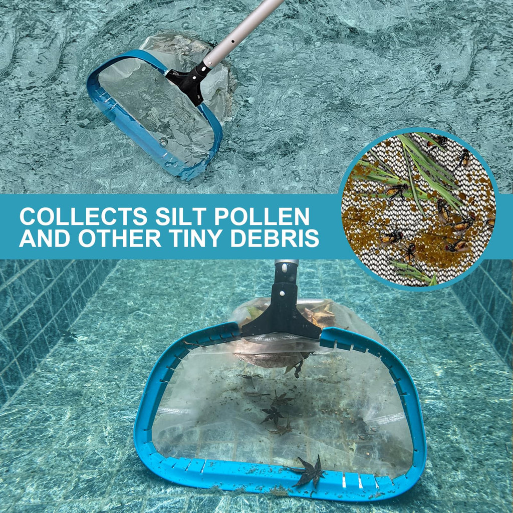 POOLWHALE Pool Net - Professional 20" Swimming Pool Leaf Skimmer Rake, Aluminum Frame Deep Nylon Bag, Ultra Fine Mesh Nets for Cleaning Leaves, Sand, Pollen, Finest Debris (No Pole)