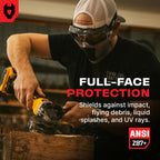 NoCry Safety Face Shield Mask for Work with Premium Anti Fog and Anti Scratch Technology — Durable ANSI Z87.1 Certified Grinding Face Shield with Extreme Impact Resistance