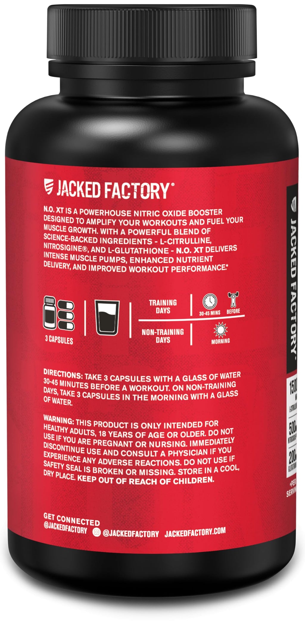 Jacked Factory N.O. XT Nitric Oxide Supplements for Men w/Nitrosigine L Arginine L Citrulline Supplement for Muscle Pumps & Vascularity - Pre Workout Nitric Oxide Booster & Muscle Builder - 180 Caps