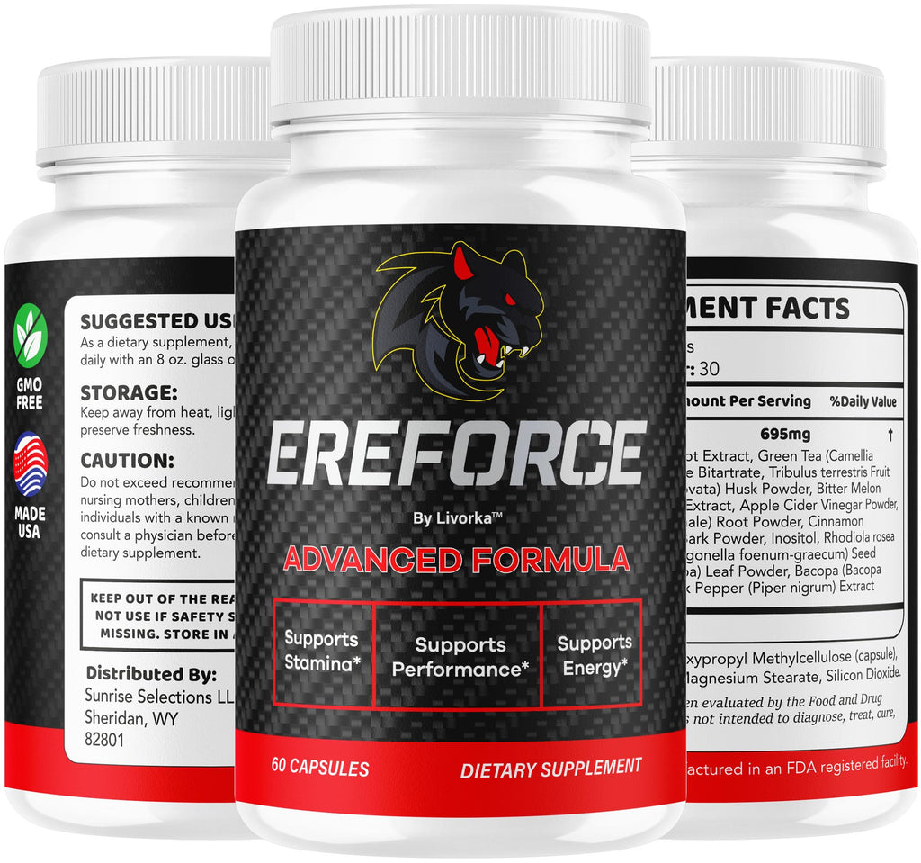 Ereforce - Ereforce Capsules Advanced Daily Formula Premium All Natural Ingredients- Maximum Strength, EreforcePills Support Reviews for Overall Health and Wellness, 60 Capsules for 1 Month