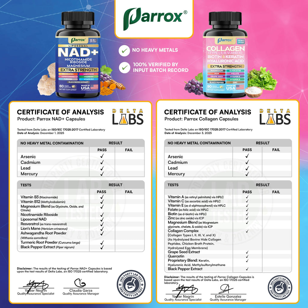 Parrox NAD+ & Collagen Anti-Aging Bundle, Resveratrol, Forever Young Set