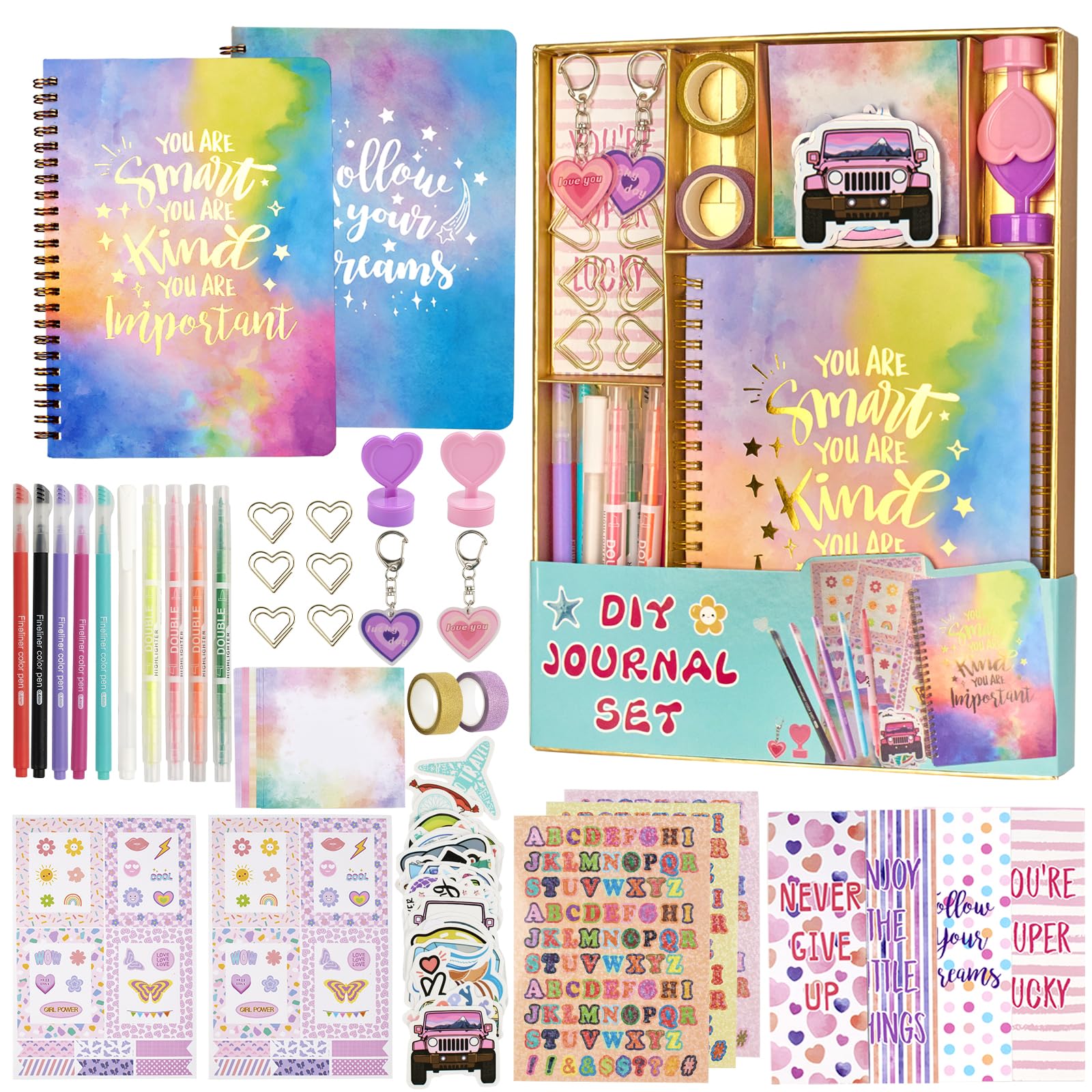 OIHEW 2-PC DIY Journal Kit for Girls Age 8-14, DIY Journal Set for Teen Girl,Christmas|Birthday Gift for 8 9 10 11 12 13 14 Year Old Girl Ideas, Stationery|Scrapbook|Diary Art Crafts Supplies Toy Set