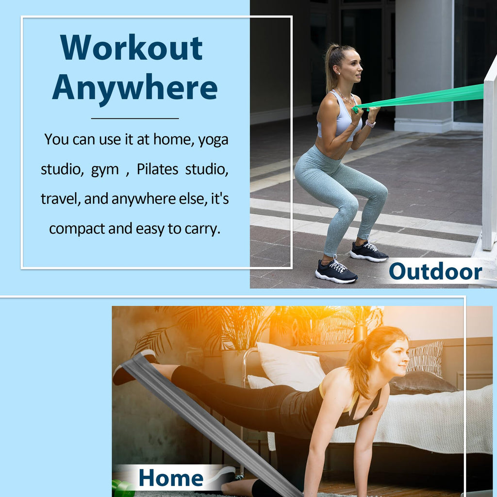 Exercise Bands Set with Handles - Latex Free Resistance Bands for Stretching, Workout, Rehab, Yoga, Pilates, Gym, Home Exercise