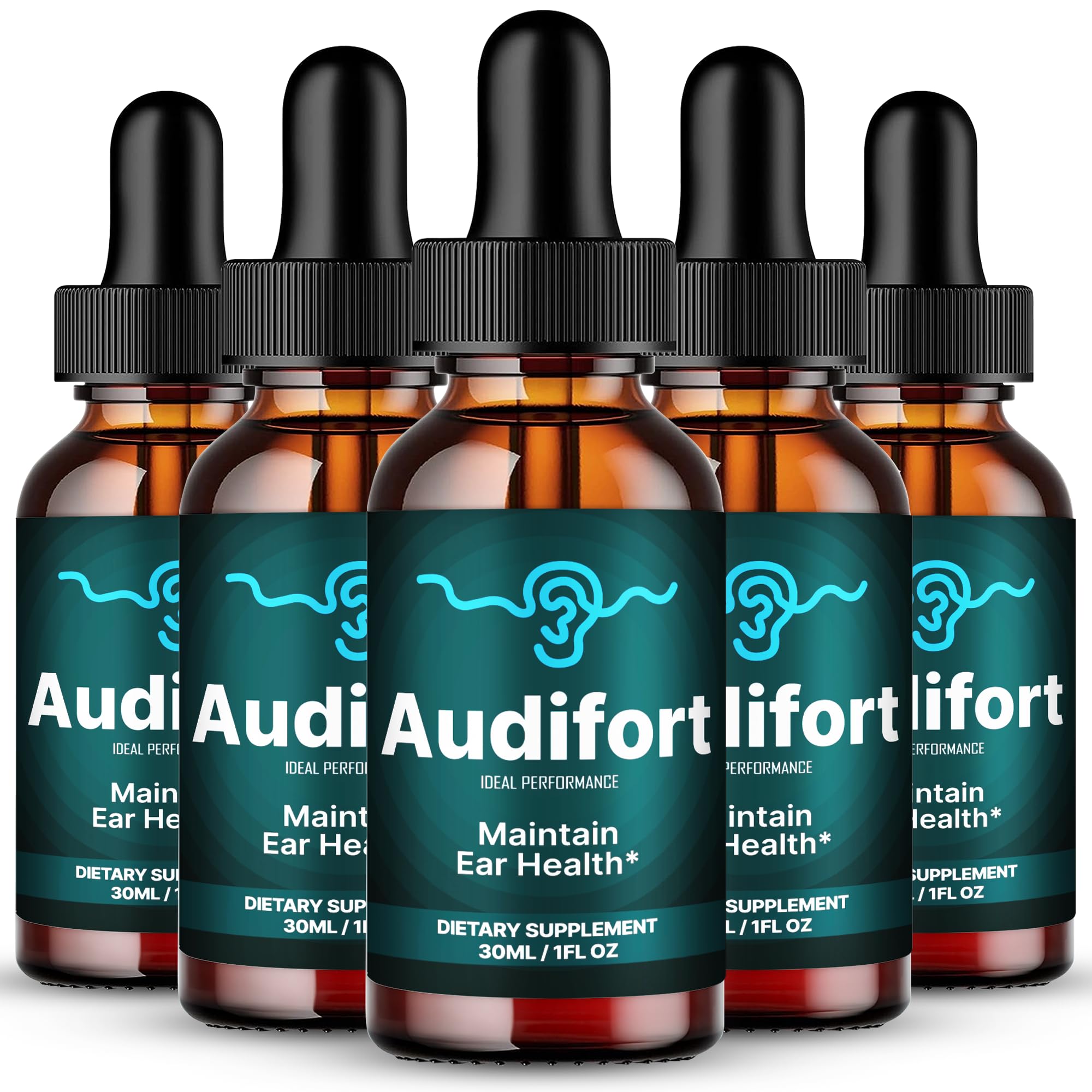 Audifort Tinnitus Drops, Official Audifort Tinnitus Relief for Ringing Ears, Advanced Ear Health Support Supplement Liquid Drops All Natural for Healthy Ringing Ear, Audi Fort Dropper Reviews (5 Pack)