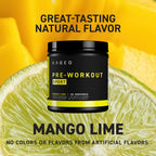 Kaged Sport Pre Workout Powder for Men & Women, Mango Lime, Sport Certified, 188mg Caffeine, Nitric Oxide Supplement, Beta Alanine for Energy, Weightlifting, Cardio Endurance & Strength, 20 Servings