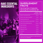 Pre-Rave Supplement - 5-HTP Free Rave Vitamins with CoQ10, Magnesium, Green Tea - Festival Essentials for Energy, Wellness & Jaw Support - EDM Party Gear for Men & Women - 40 Capsules