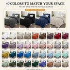CozyLux Queen Comforter Set 88"x88" Dark Grey - 7 Piece Bed in a Bag